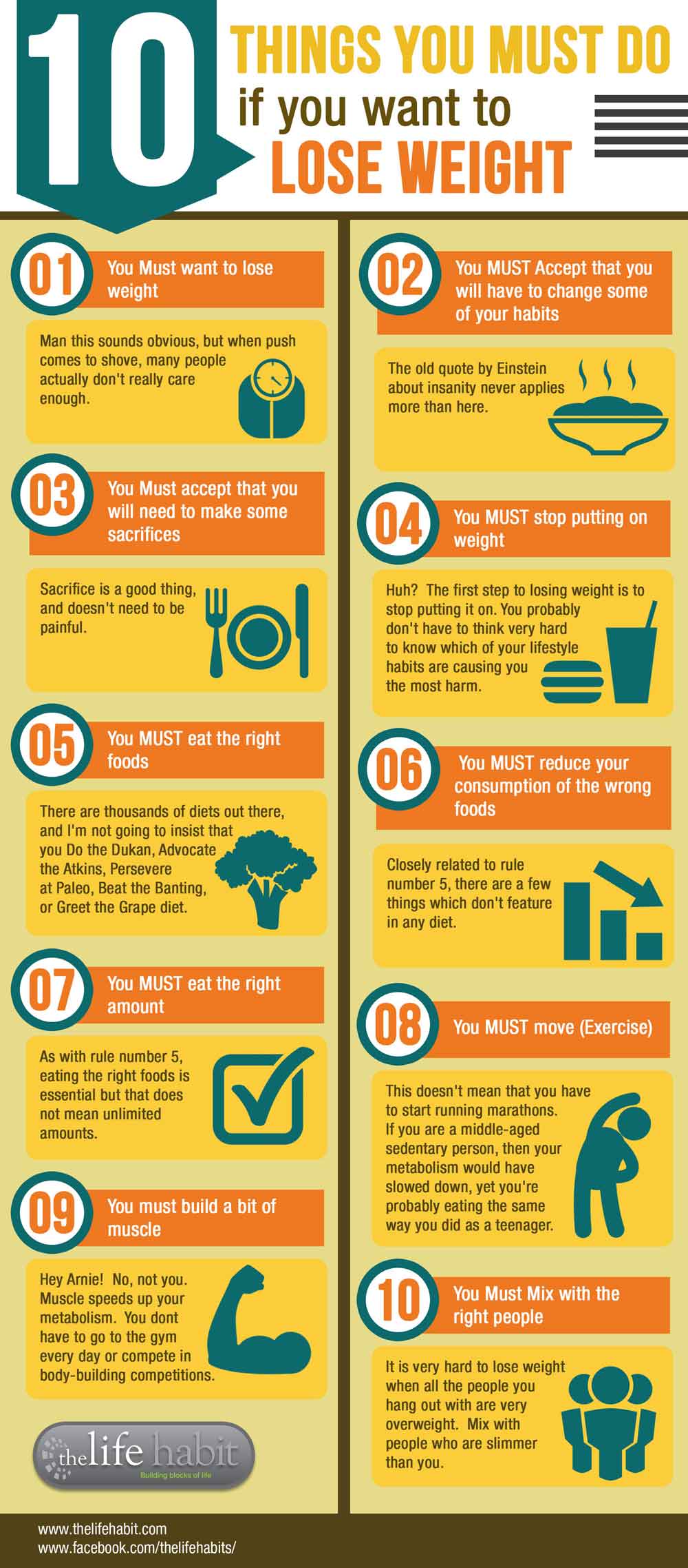 10 things you must do if you want to lose weight - infographic